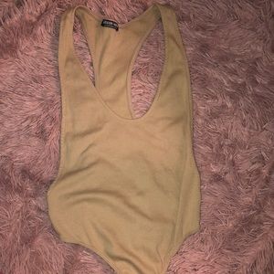 Fashion nova tan deep side boob bodysuit